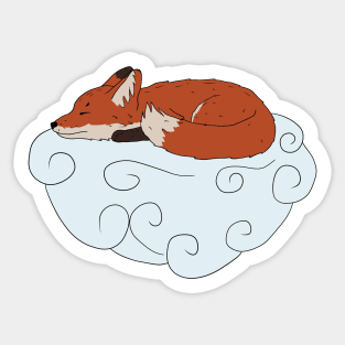 Sleeping fox on the cloud Sticker